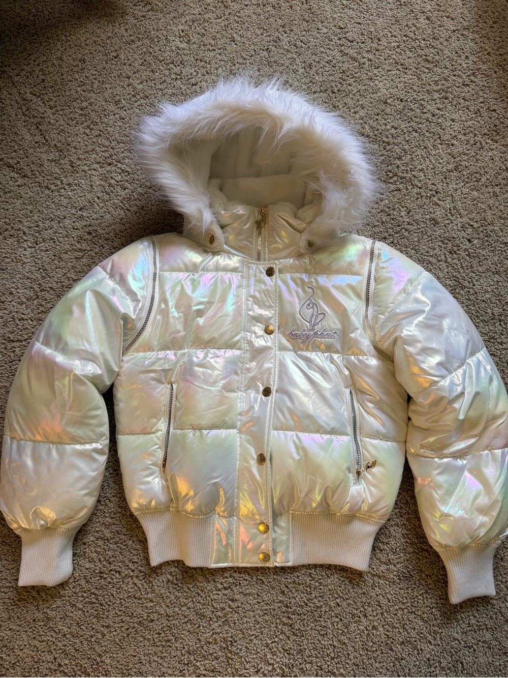 Baby Phat White Jacket with Light Blue Lining
